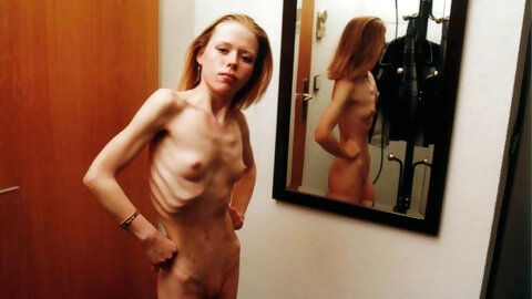 Skinny Dark Hair Girl Surrounded By Black...